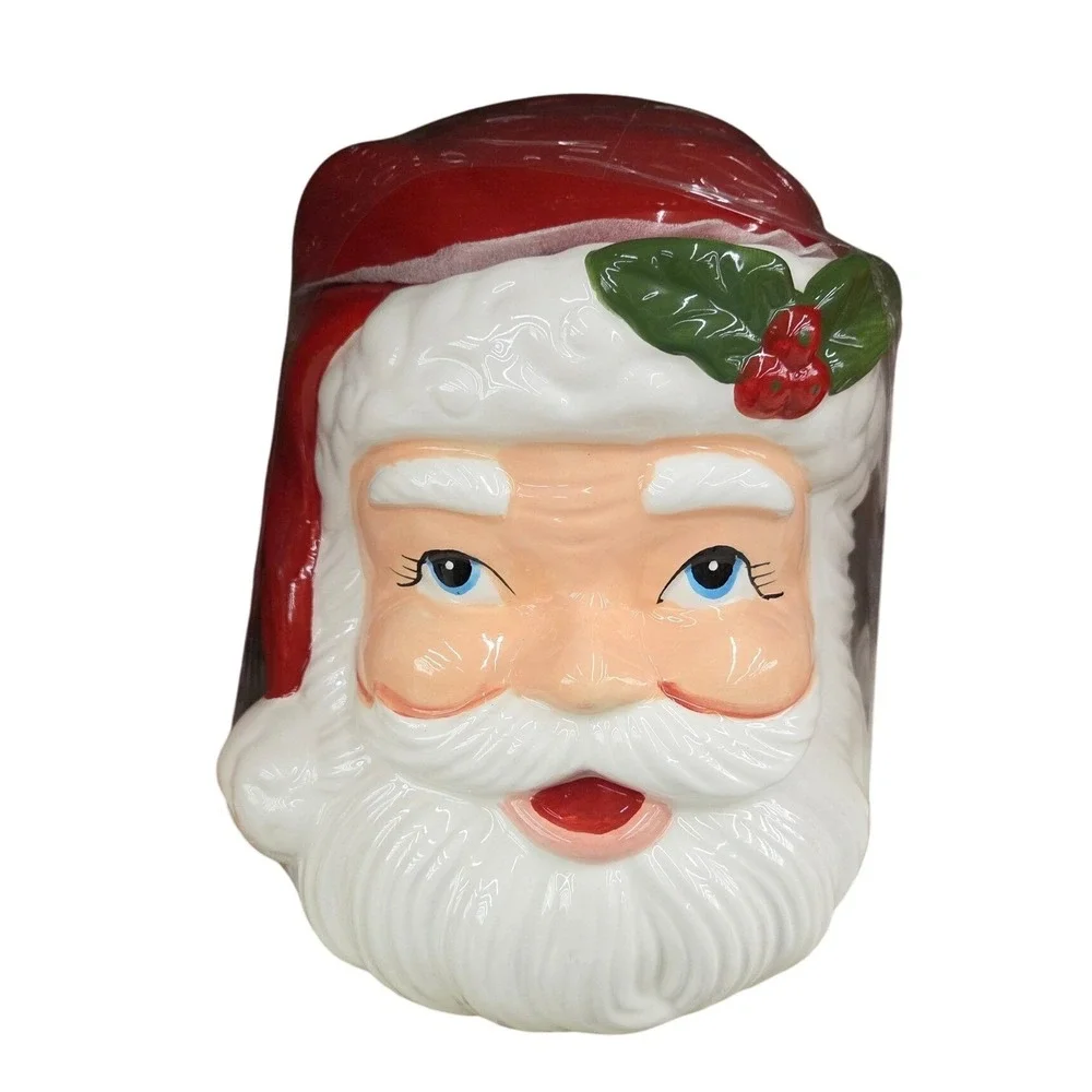 Vintage‎ Style Ceramic Santa Cookie Jar Christmas Holiday Decoration